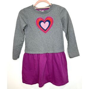 Hanna Andersson Dress 10 140 Pullover French Terry Rainbow Heart Valentine's Day